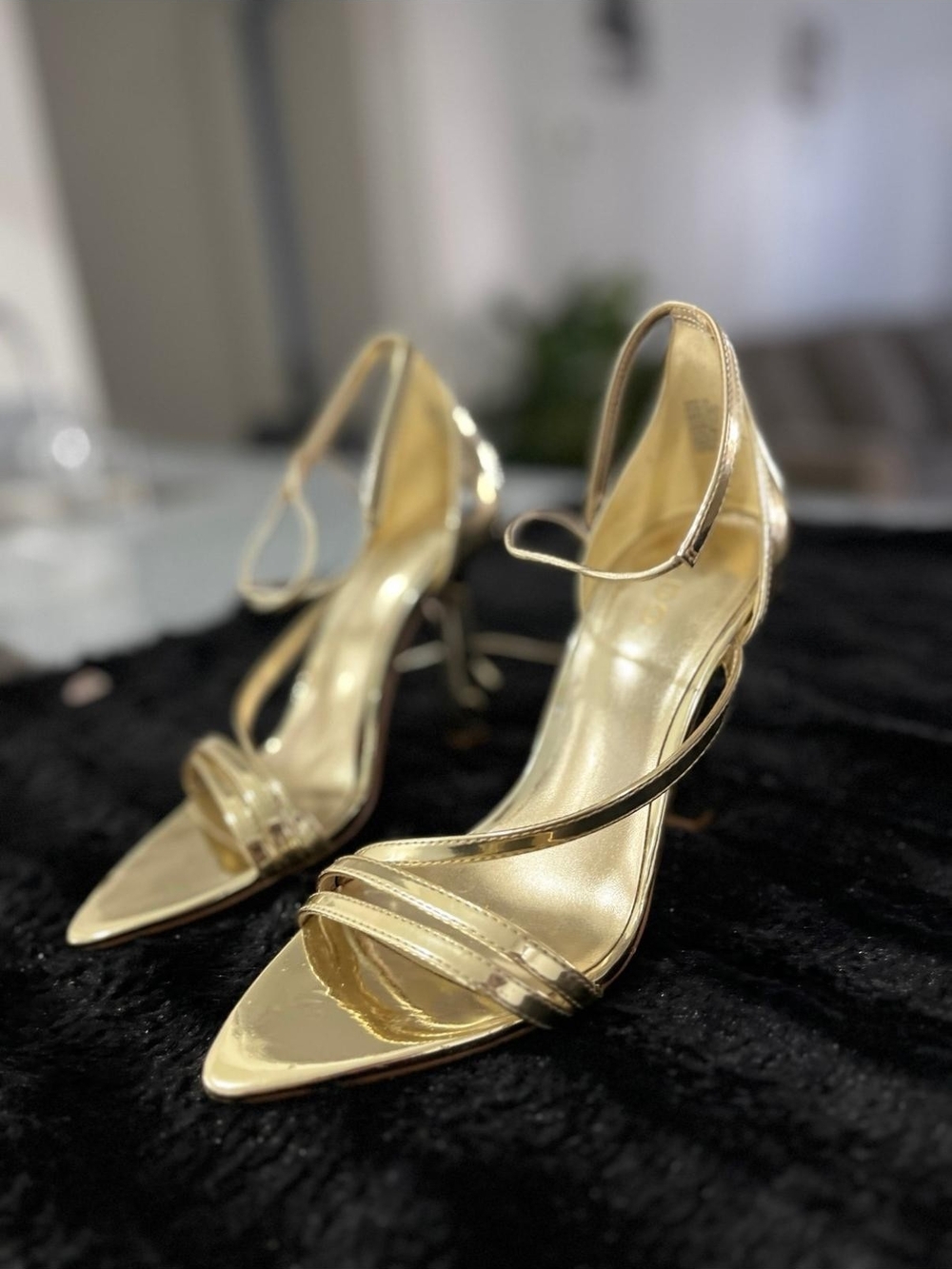 Gold Strappy High Heel Sandals - Women's Dress Heels